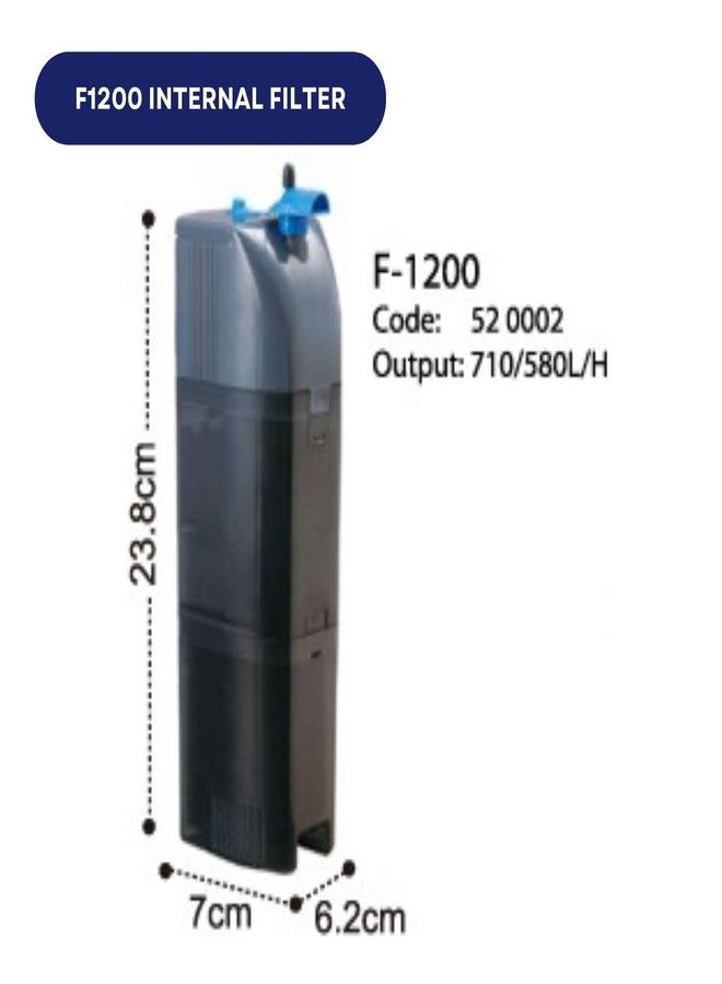 TUNAI Dophin F1200 Internal Filter for Aquarium Fish Tank | Completely Submersible Motor | Output: 580/500 L/H | Suitable for Fish Tank Size 120L | (Original from Tunai Store) - Image 2